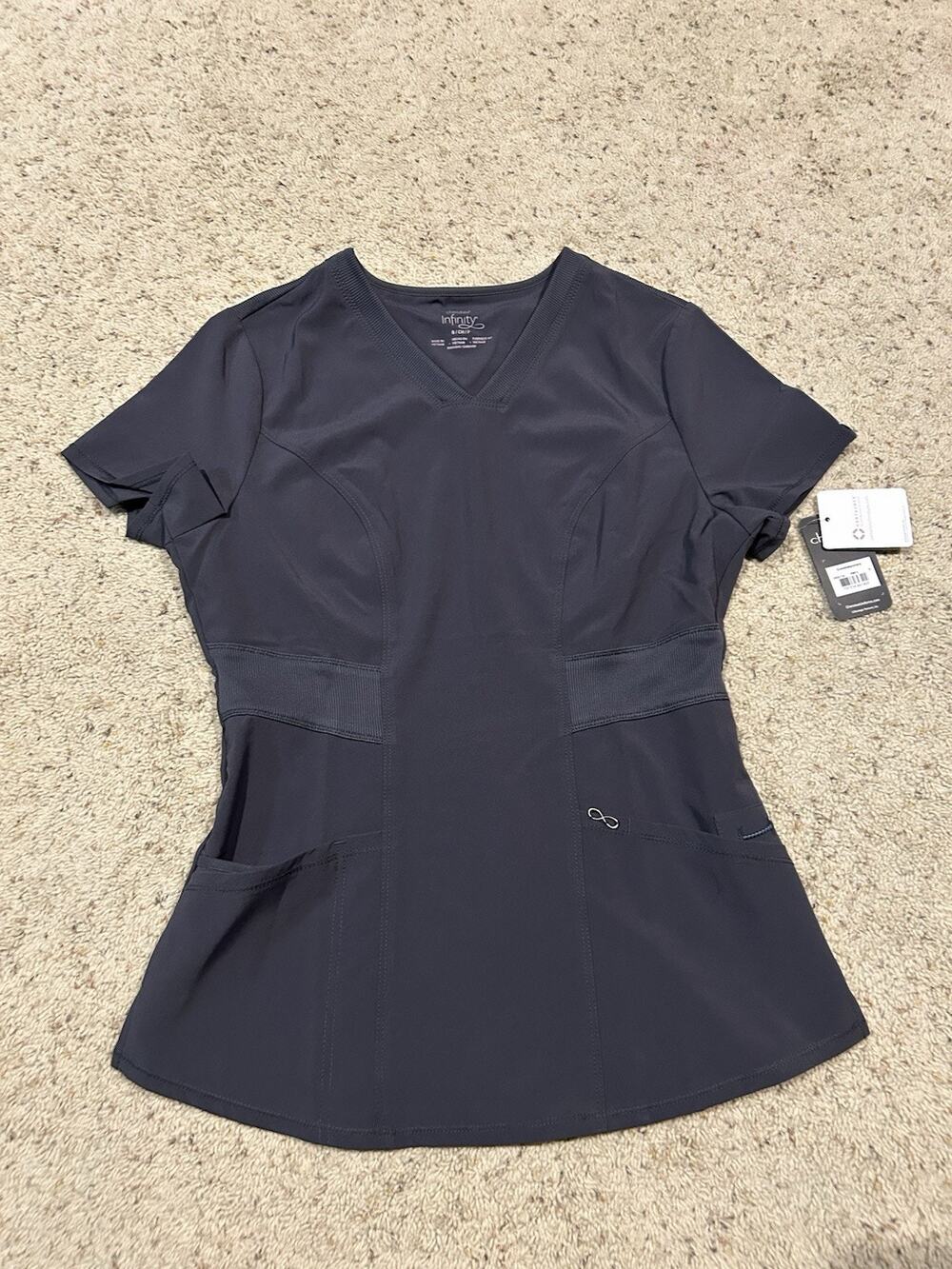 NEW Cherokee Infinity Scrub Top size S Womens V Neck Pewter Gray CK623A PWPS C26